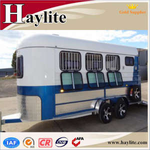 White 2 Horse Float with Horse Trailer Ramp Living Quarters and Roof for Sale