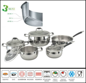 Stainless Steel Kitchenware Tri-Ply Apple Shape Cookware Set Sc569