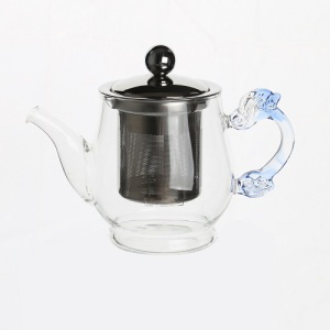 350ml Heat Resistant Glass Teapot with Blue Handle